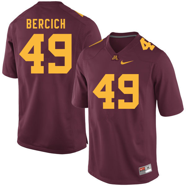 Men #49 Peter Bercich Minnesota Golden Gophers College Football Jerseys Sale-Maroon